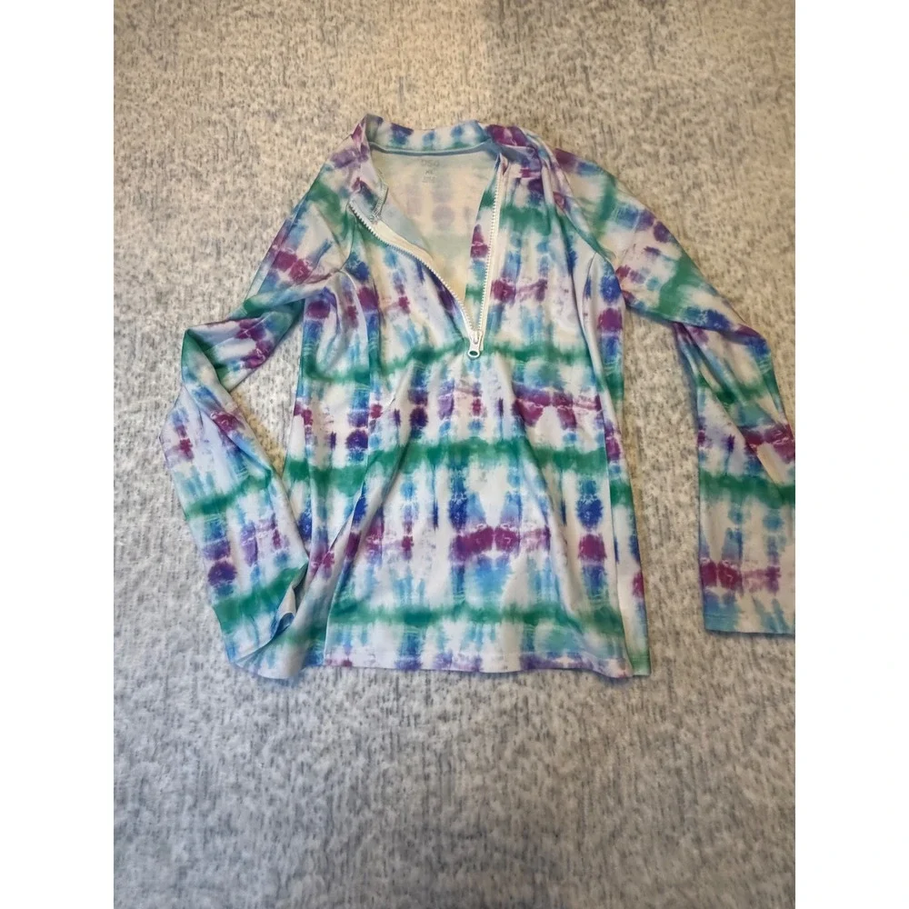 DSG Girls LS Rash Guard Long Sleeve Tie Dye Multi UV Protection‎ XL